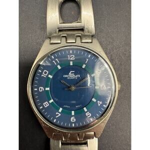 Vintage Contemplate Quartz Watch Silver Tone Blue Dial 701G Water Resistant 33mm